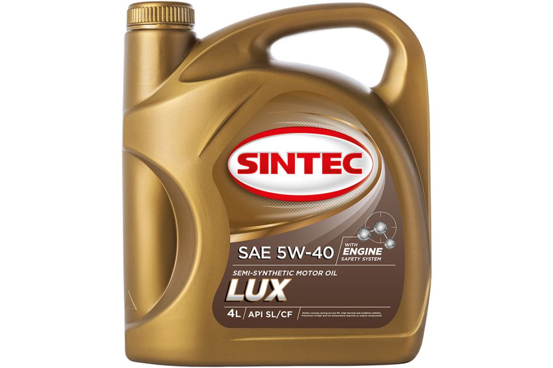 Масло SINTEC Люкс SAE 5W-40 API SL/CF канистра 4л/Motor oil 4l can - фотография товара