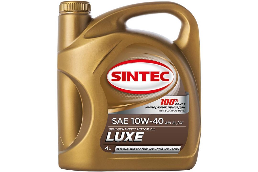 Масло SINTEC Люкс SAE 10W-40 API SL/CF канистра 4л/Motor oil 4l can - фотография товара