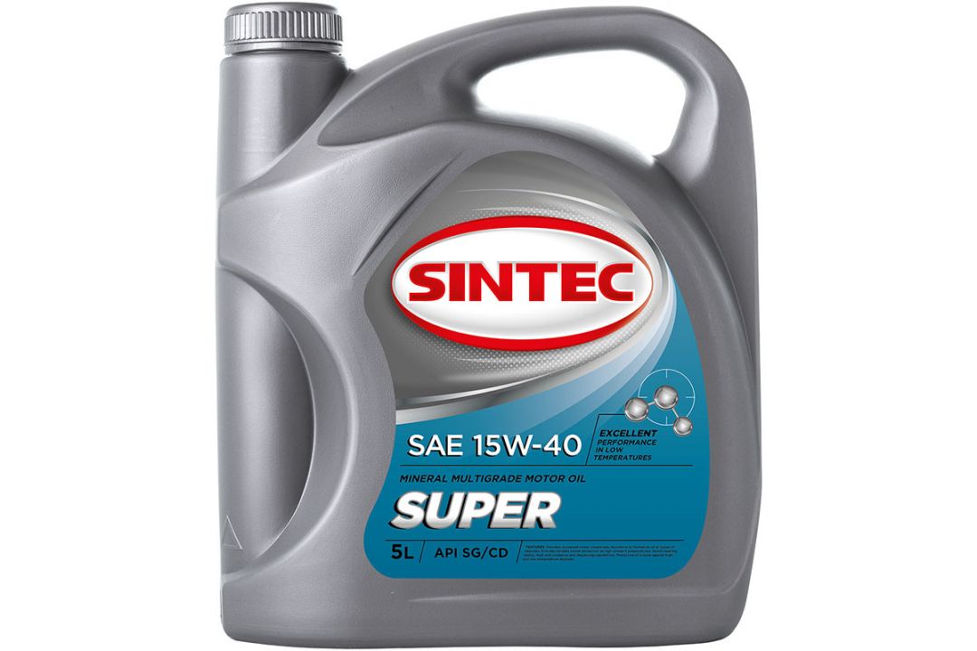 Масло SINTEC Супер SAE 15W-40 API SG/CD канистра 4л/Motor oil 4liter can - фотография товара