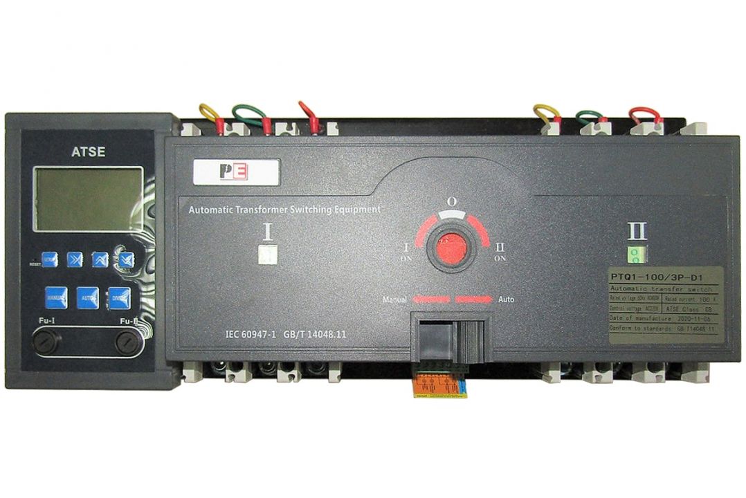 Реверсивный рубильник с логическим контроллером PTQ5-D1 3P 100A/Automatic Transfer Switch (with controller) - фотография товара