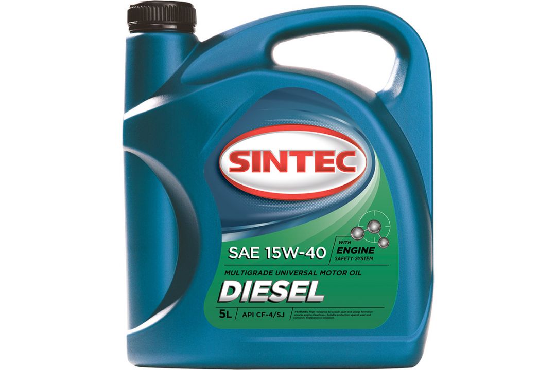 Масло SINTEC Diesel SAE 15W-40 API CF-4/CF/SJ канистра 5л/Motor oil 5liter can - фотография товара